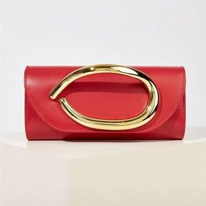 Red Clutch with Gold Oval Accent
